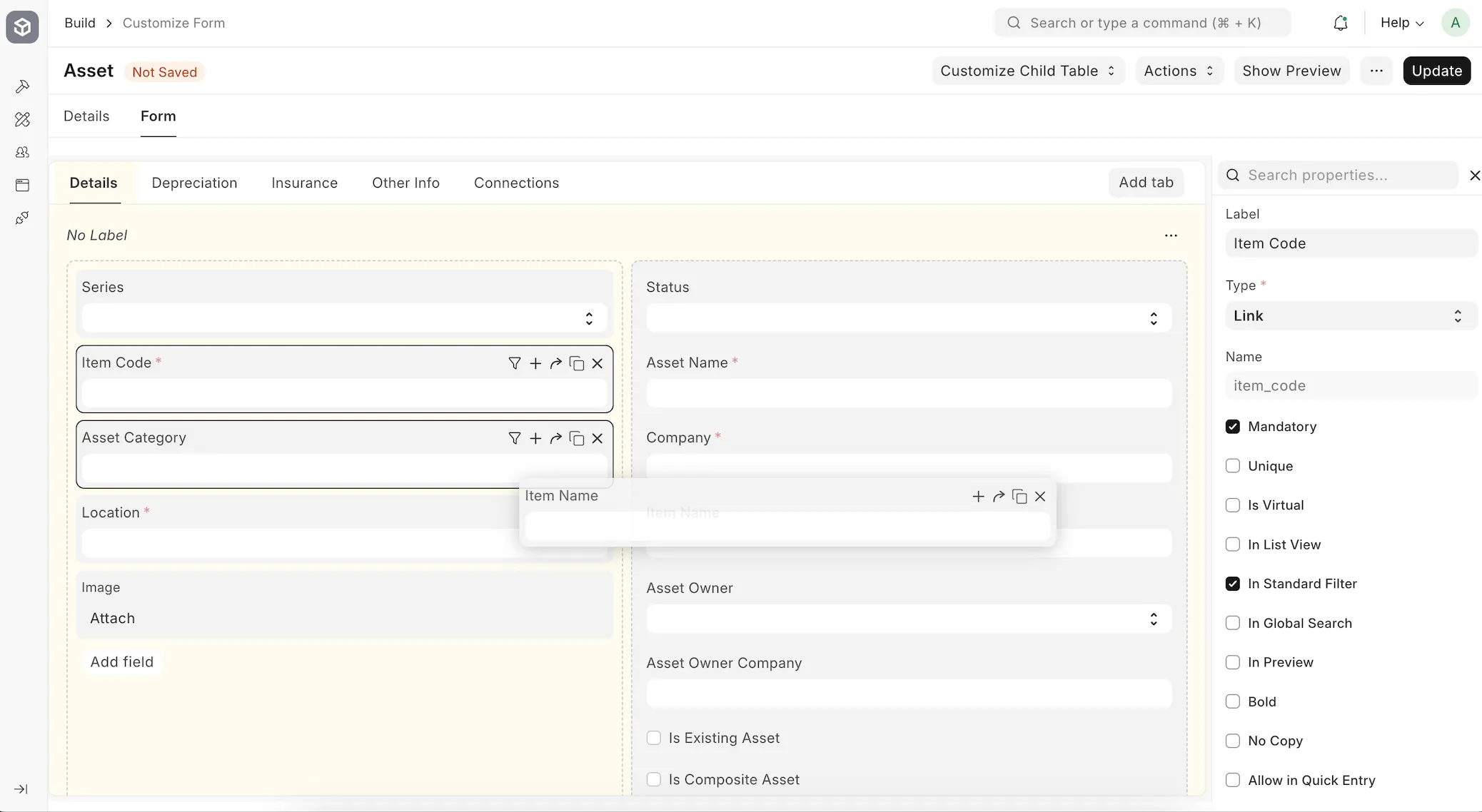 Asset ( Customize Form)